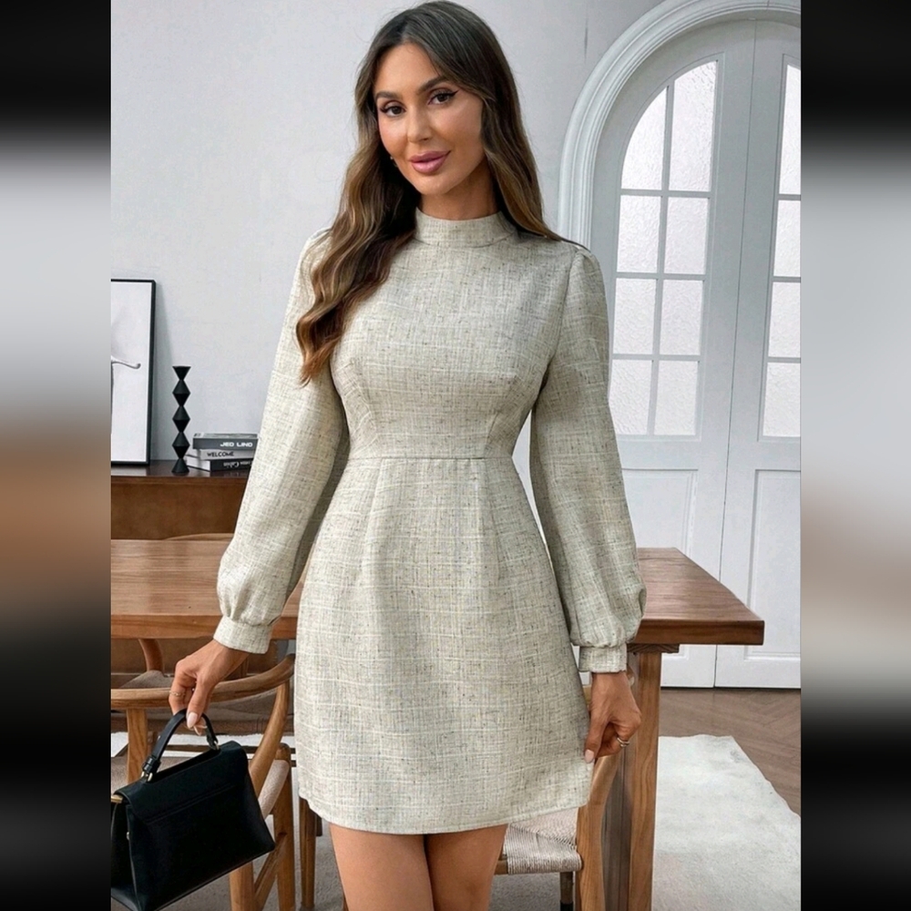 Emery Rose Womens Size S Beige / Apricot Long Sleeve Above Knee Dress New - Picture 3 of 8